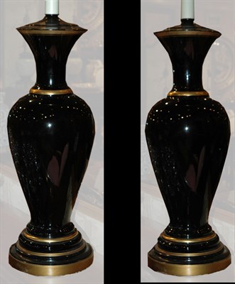 Lot 442 - Pair of Gold Decorated Black Porcelain...