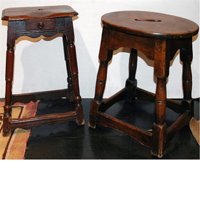 Lot 85A - Two William and Mary Style Oak and Walnut...