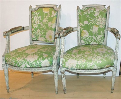 Lot 145A - Pair of Louis XVI Painted Fauteuils en...