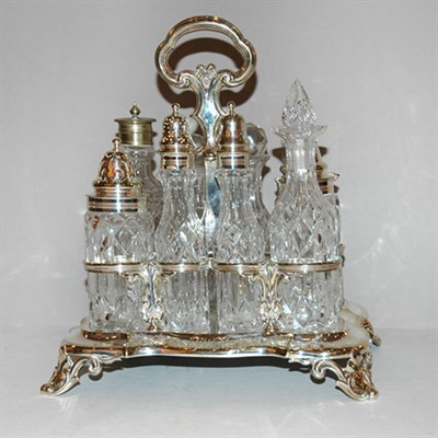 Lot 250A - English Silver Plated Cruet Set Fitted with...