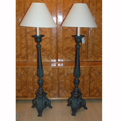 Lot 239 - Pair of Neoclassical Style Metal Candlestick...
