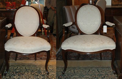 Lot 465 - Pair of Louis XVI Style Fruitwood Fauteuils
