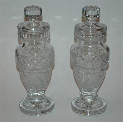 Lot 192 - Pair of Anglo Irish Style Cut Glass Covered...