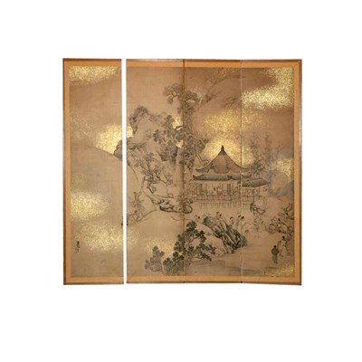 Lot 43 - Japanese Four-Panel Screen Early 19th century...