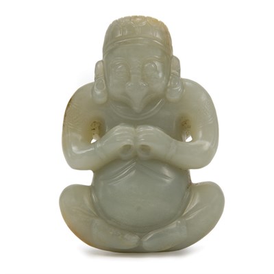 Lot 82 - Chinese Jade Figure of Garuda or Shaman 16th...