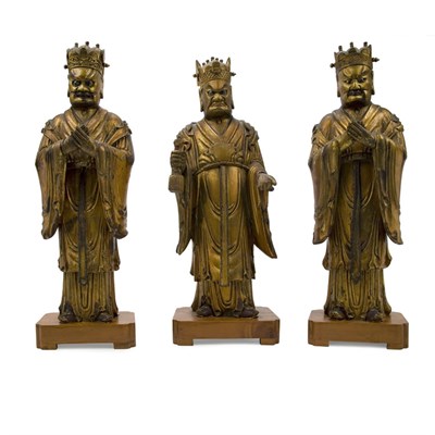 Lot 85 - Set of Three Chinese Lacquered Wood Daoist...