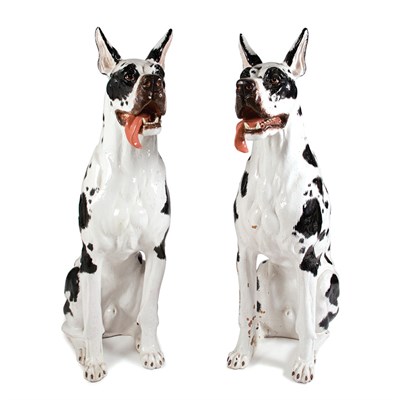 Lot 21 - Pair of Ceramic Harlequin Great Danes Height...