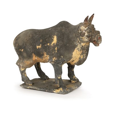 Lot 87 - Chinese Gray Pottery Figure of a Bull Six...