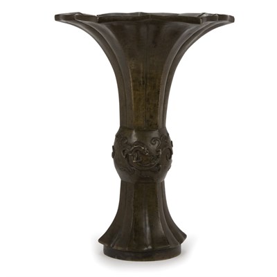 Lot 189 - Chinese Bronze Vase 18th Century The gu form...