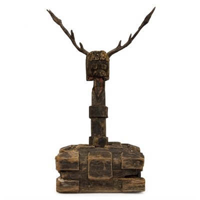 Lot 134 - Chinese Painted Wood Totem Warring States...