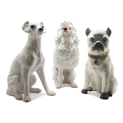 Lot 5 - Group of Three Ceramic Dogs Including a pug...