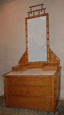 Lot 169 - Marble Top Faux Bamboo Decorated Fruitwood...