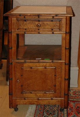 Lot 164 - Marble Top Faux Bamboo Bedside Cabinet Height...