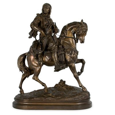 Lot 318 - Spelter Equestrian Figural Group of an Arab...