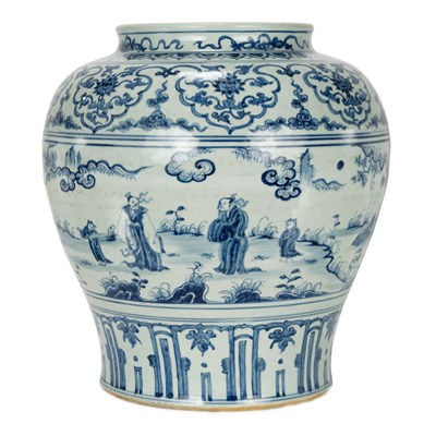 Lot 197 - Chinese Blue and White Glazed Porcelain Jar Of...