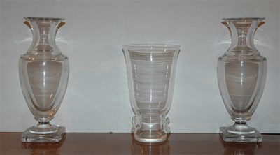 Lot 275 - Steuben Glass Vase; Together with a Pair of...