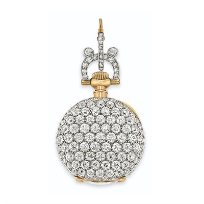 Lot 506 - Platinum, Gold and Diamond Pendant-Watch, Tiffany & Co.