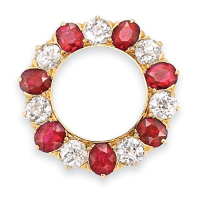 Lot 58 - Antique Gold, Ruby and Diamond Circle Pin