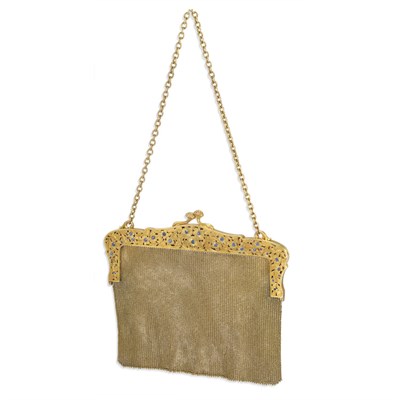 Lot 323 - Antique Gold and Sapphire Mesh Purse