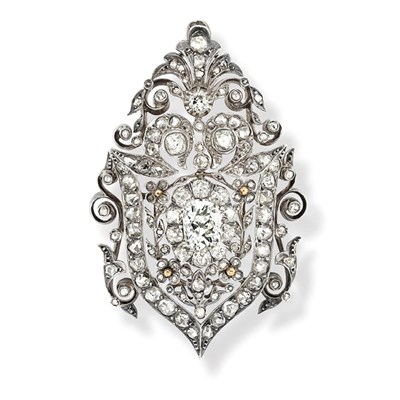 Lot 398 - Antique Diamond Pendant-Brooch