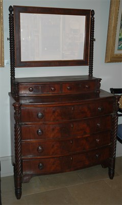 Lot 140 - Empire Mahogany Bow Front Dresser with Mirror...