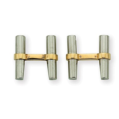 Lot 72 - Pair of Stainless Steel and Gold Cufflinks, Cartier