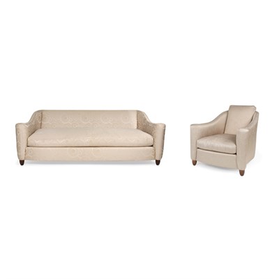 Lot 148 - Art Deco Style Sofa and Bergere Stained wood...