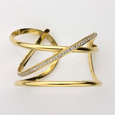 Lot 317 - Gold and Diamond Cuff Bangle Bracelet