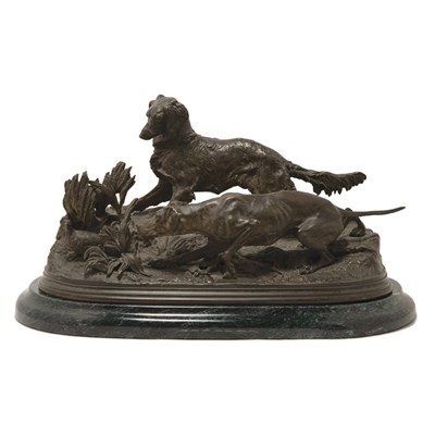 Lot 31A - Bronze Animalier Group of Two Dogs and a...