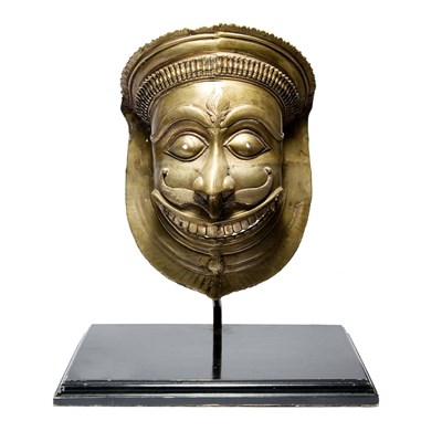 Lot 9 - Indian Copper Alloy Dance Mask of a Bearded...