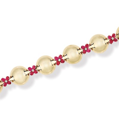 Lot 540 - Gold, Ruby and Diamond Bracelet, Tiffany & Co.