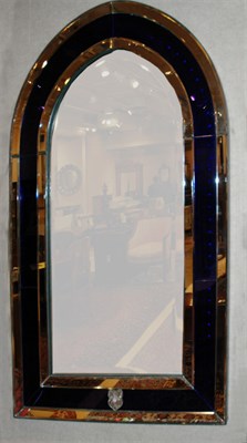 Lot 339 - English Cobalt Glass Arched Top Mirror Height...