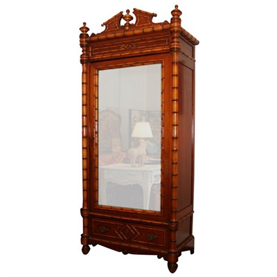 Lot 171 - Faux Bamboo Decorated Mirrored Door Armoire...