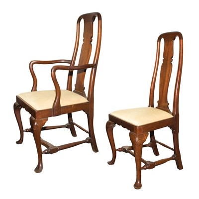 Lot 244 - Set of Seven Queen Anne Style Mahogany Dining...