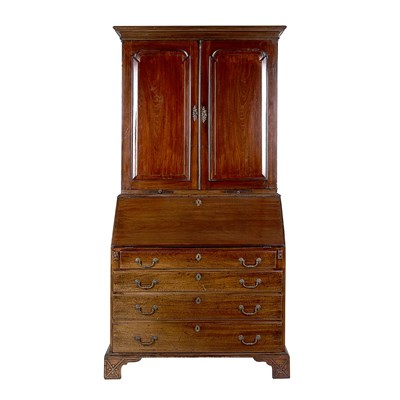 Lot 545 - George III Mahogany Bureau Bookcase Late...