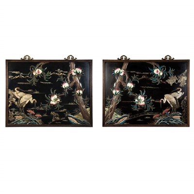 Lot 108 - Pair of Chinese Cloisonne Enameled Lacquer...