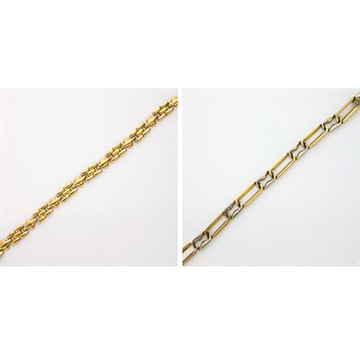 Lot 307 - Three Gold Bracelets and Sapphire and Diamond Ring