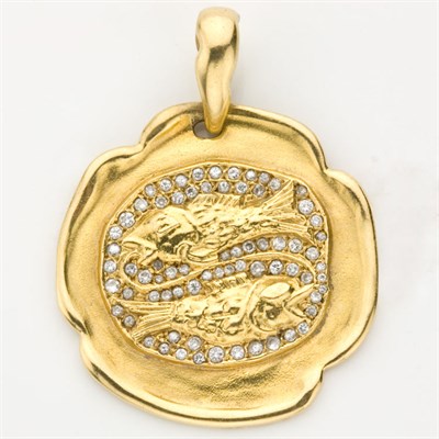 Lot 685 - Gold and Diamond Pisces Pendant