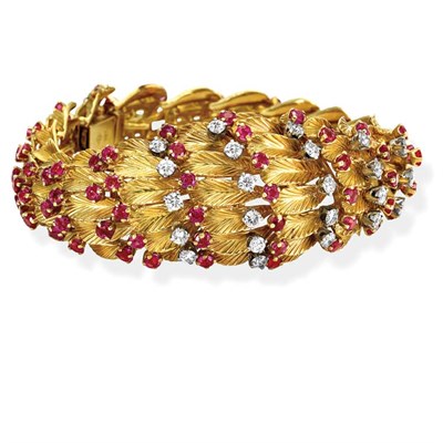 Lot 368 - Gold, Ruby and Diamond Bracelet
