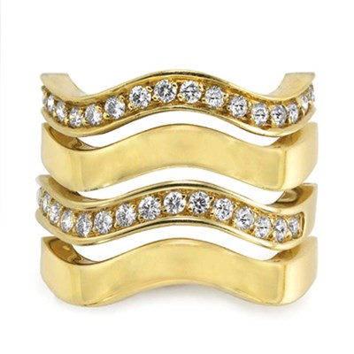 Lot 229 - Four Gold and Diamond Band Rings, Cartier