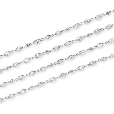 Lot 467 - Long White Gold and Diamond Chain Necklace