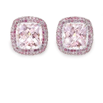 Lot 65 - Pair of Kunzite and Pink Sapphire Earrings