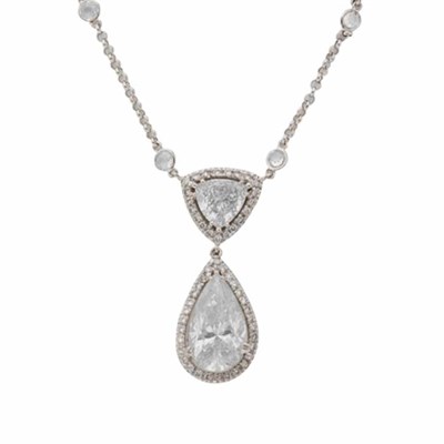 Lot 324 - White Gold and Diamond Pendant-Necklace