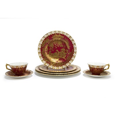 Lot 425 - Royal Crown Derby Claret and Gilt Decorated...