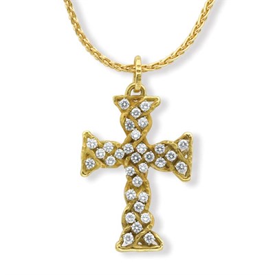 Lot 210 - Gold and Diamond Cross Pendant with Chain
