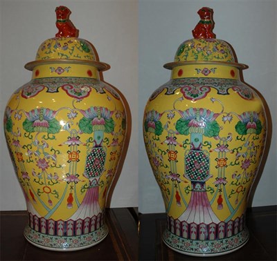 Lot 507 - Pair of Monumental Chinese Yellow Covered...