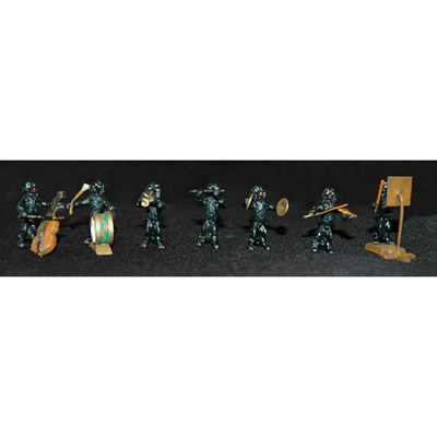 Lot 9 - Bronze Ten-Piece Dog Band Height of tallest 1...