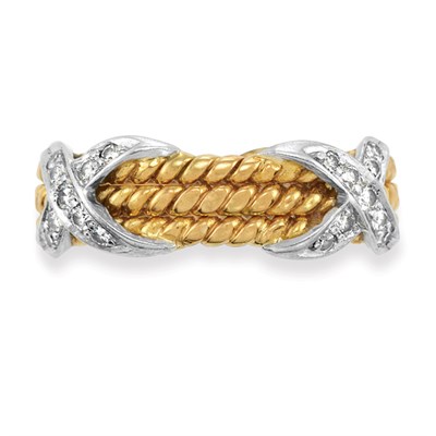 Lot 346 - Gold, Platinum and Diamond Band Ring, Schlumberger, Tiffany
