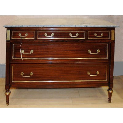 Lot 472 - Louis XVI Style Marble Top Mahogany Commode...
