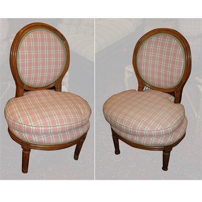 Lot 517 - Pair of Louis XVI Style Diminutive Chaises a...